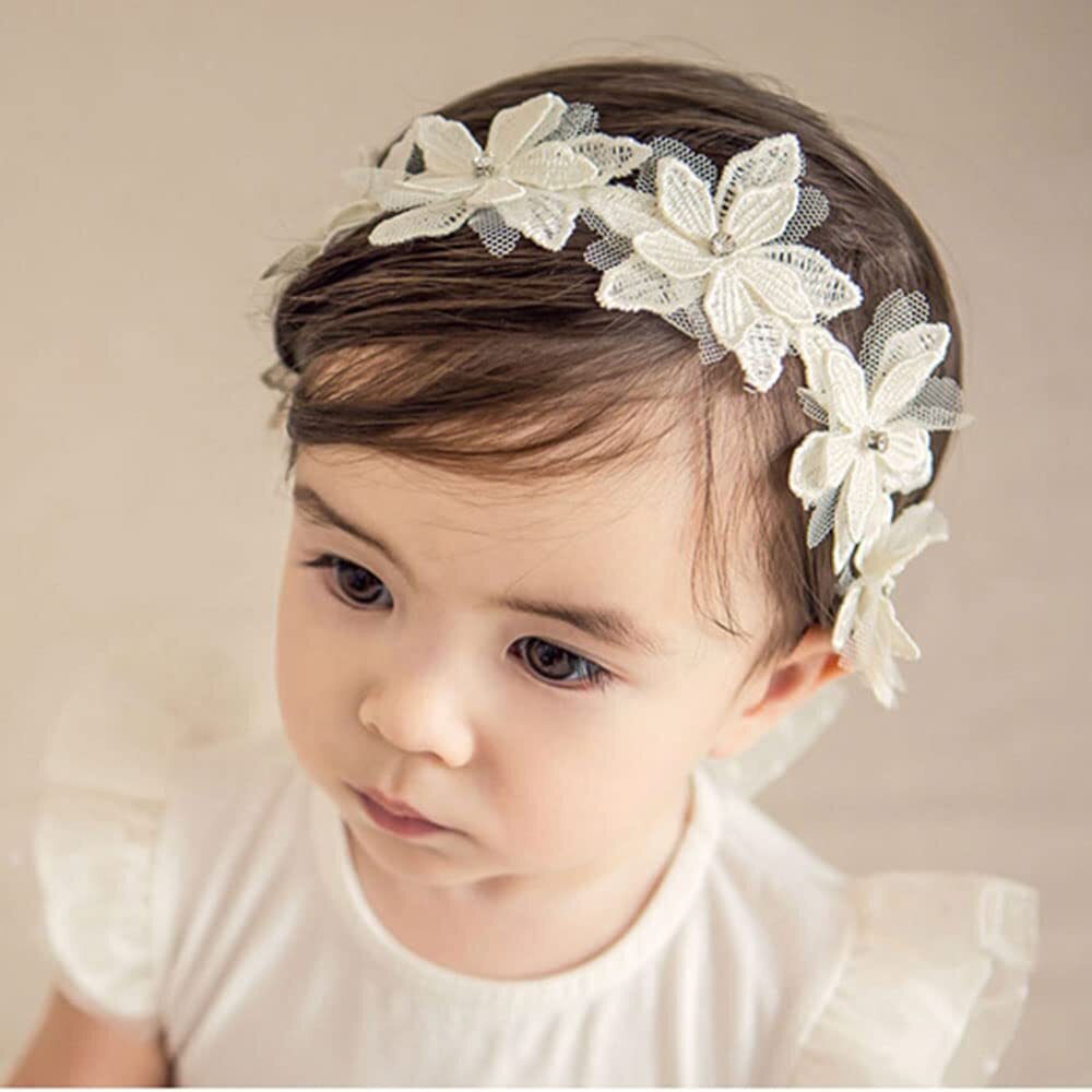 Baby Girls Cute Bow-knot Headband Soft Lace Floral Hairbands Newborn